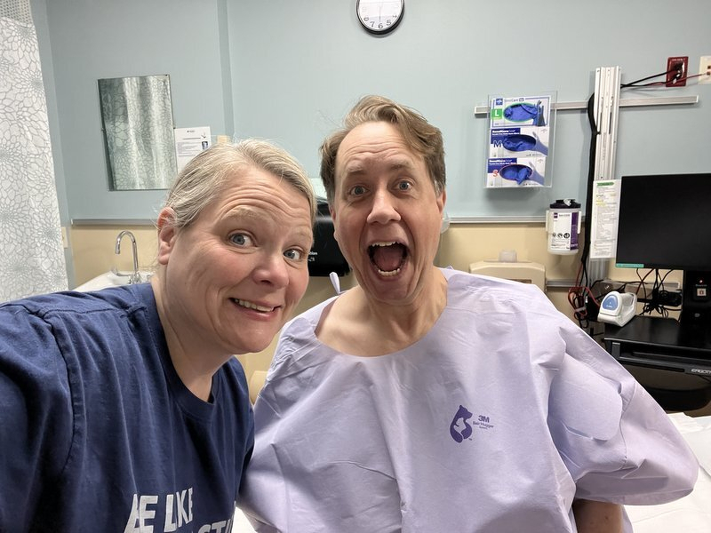 Justin recovering after surgery